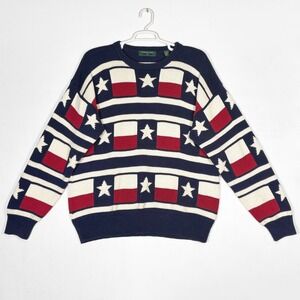 VTG‎ 90s Embassy Row Texas Flag Sweater Mens XL Western Knit Ranch Cowboy